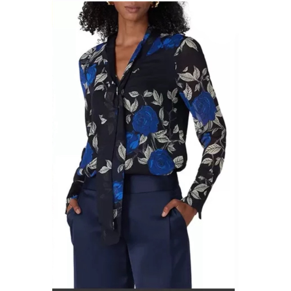 Jason Wu Floral Necktie Blouse Size 6